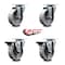 Service Caster 4'' Semi Steel Wheel Swivel Top Plate Caster Set with 2 Posi Brakes, 4PK SCC-20S414-SSS-2-PLB-2 - alternate 3